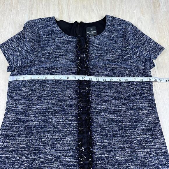 Adrianna Papell Navy Tweed Knit Short Sleeve Elegant Office Chic Shift Dress 10 - Picture 10 of 13